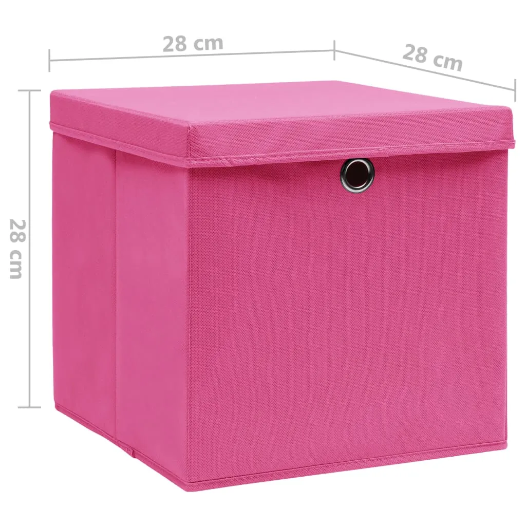 Storage Boxes with Covers 4 pcs 28x28x28 cm Pink