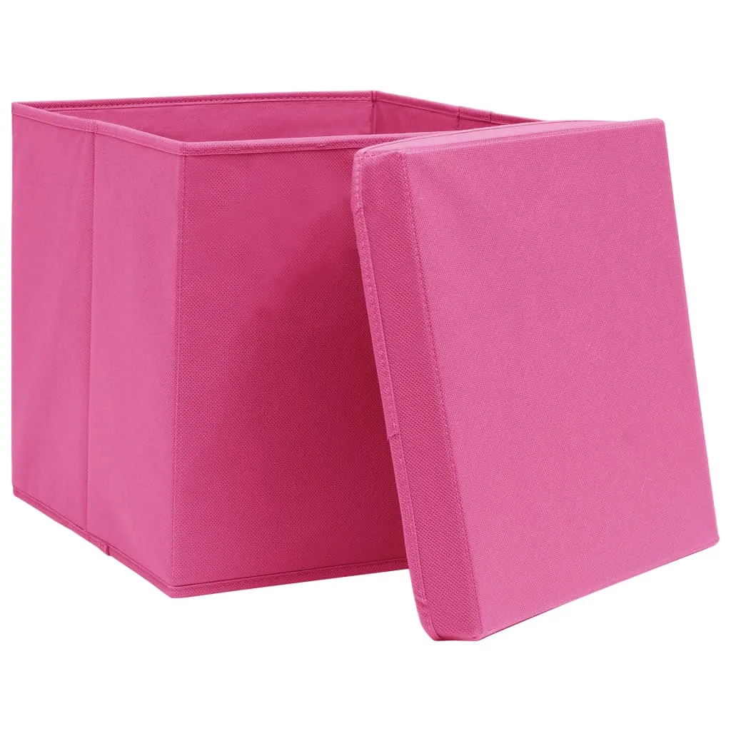 Storage Boxes with Covers 4 pcs 28x28x28 cm Pink