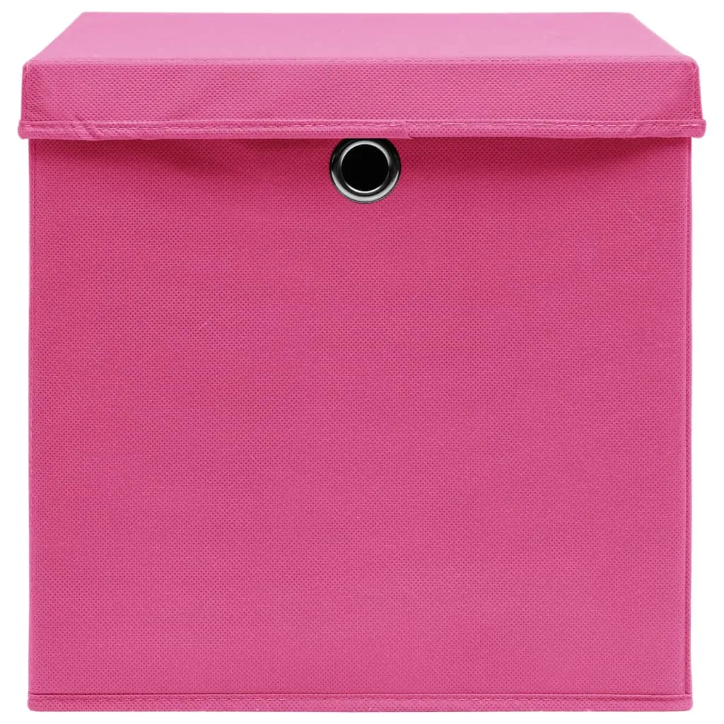 Storage Boxes with Covers 4 pcs 28x28x28 cm Pink