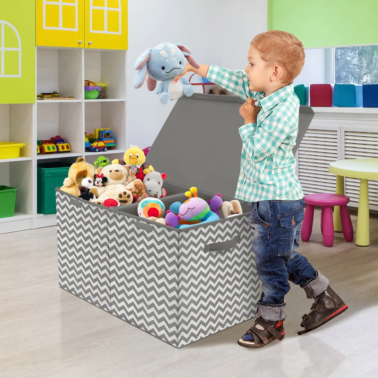 Storage Fabric Toy Chest (Chevron Pattern)