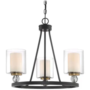 Studio 5 22 In. 3 Lights Chandelier Bronze & Brass Finish