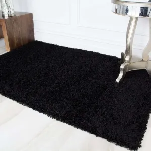 Super Soft Black Shaggy Rug