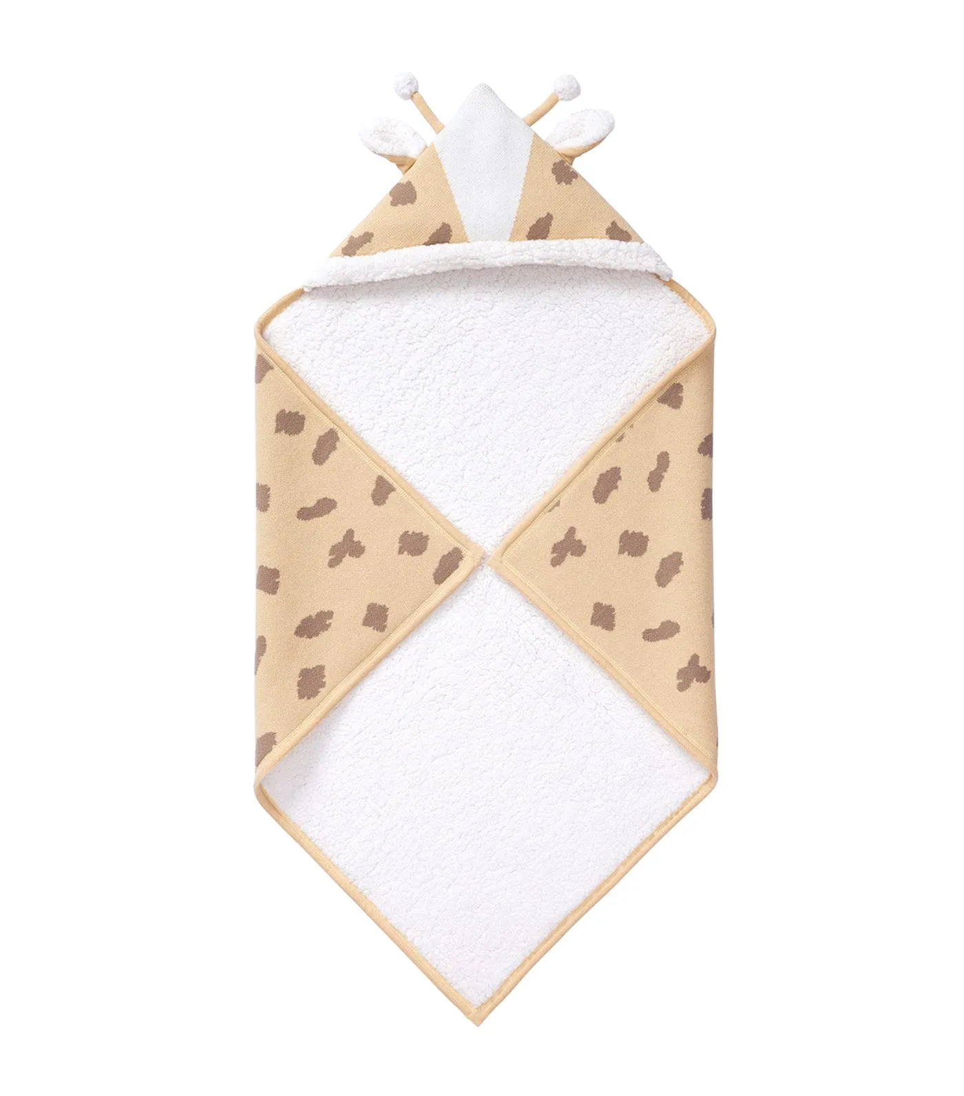 Sweater Knit Hooded Baby Blankets - Giraffe