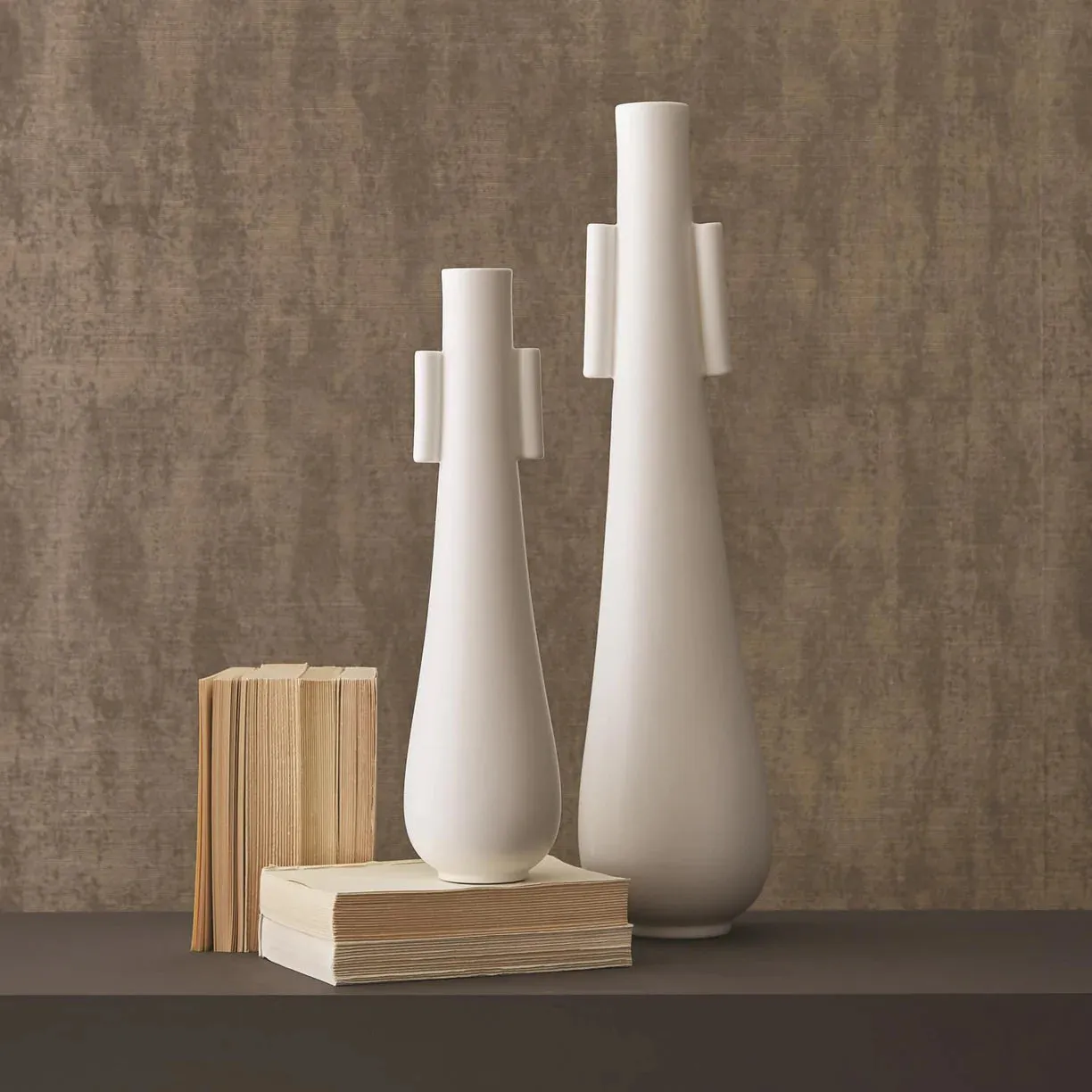 Tear Drop Vase w/Handles-Matte White