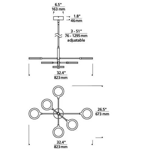 Tech Lighting 700 Spectica 6 Chandelier
