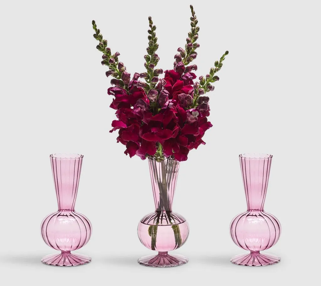 Tess Bud Vase in Lavender, Set of 3 in a Box