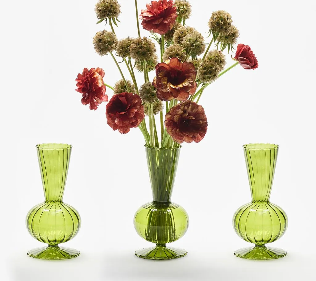 Tess Bud Vase in Olive, Set of 3 in a Box