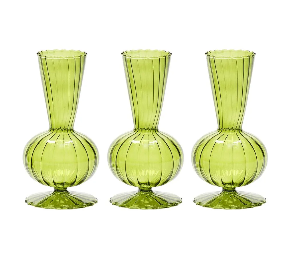 Tess Bud Vase in Olive, Set of 3 in a Box