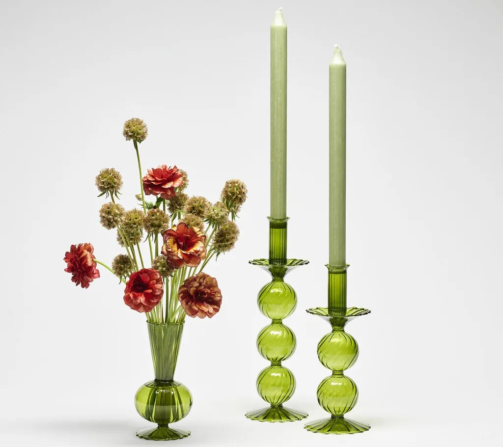 Tess Bud Vase in Olive, Set of 3 in a Box
