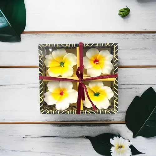 The Decor Affair Artisan-Crafted Flower Petal-Shaped Wax Floating Candles - A Collection of 4 Pieces to Illuminate Your Living Space with Elegance, Wonderful Diwali and New Year