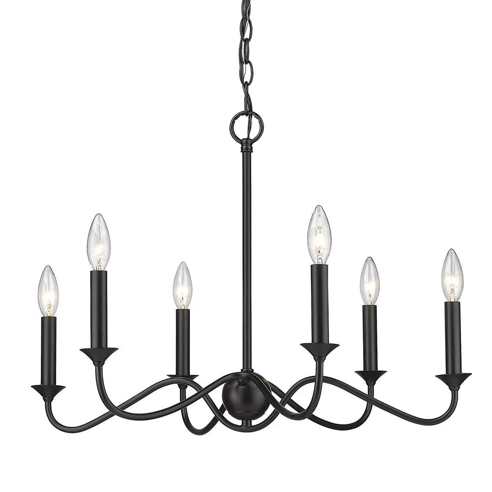 Tierney 25 in. 6 lights Chandelier Black finish
