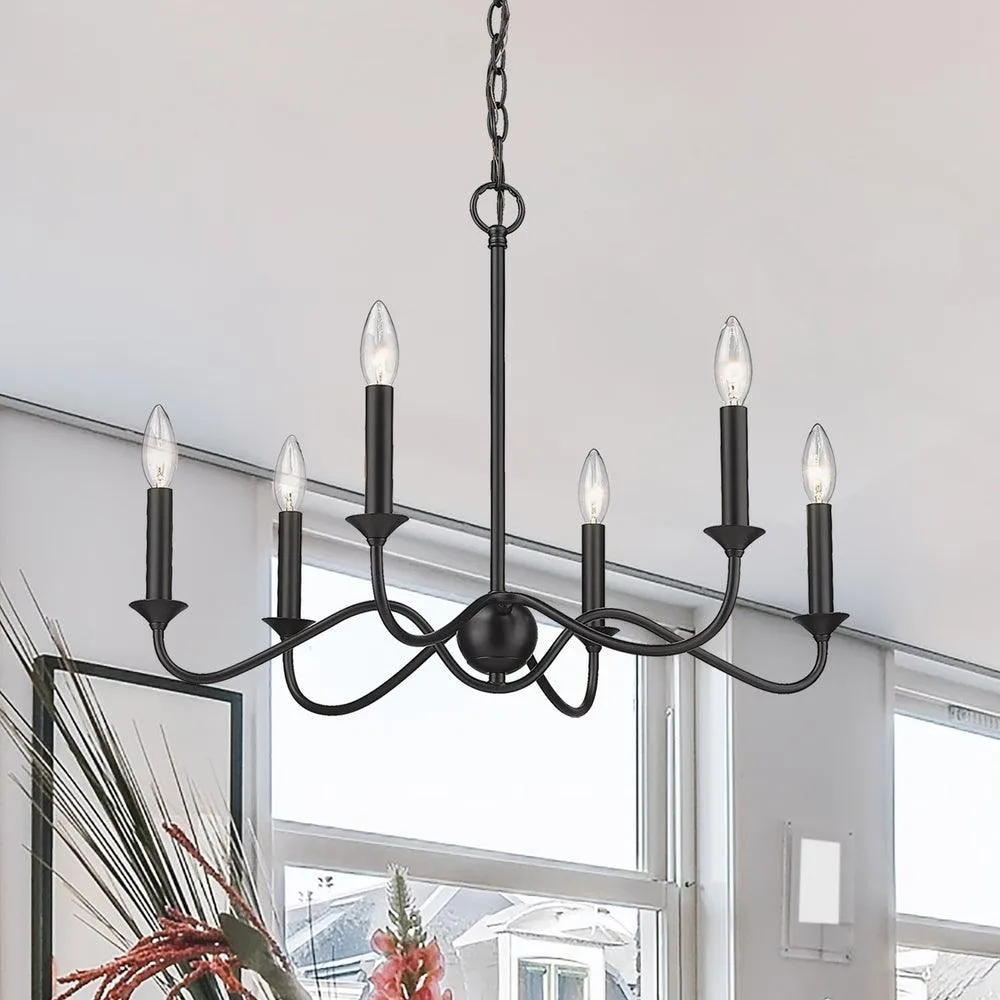 Tierney 25 in. 6 lights Chandelier Black finish