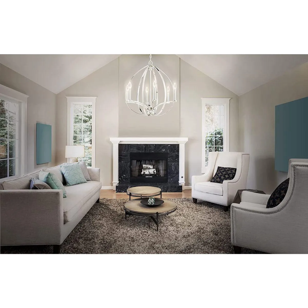 Tilbury 24 in. 6 Lights Chandelier Polished Nickel finish