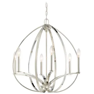 Tilbury 24 in. 6 Lights Chandelier Polished Nickel finish