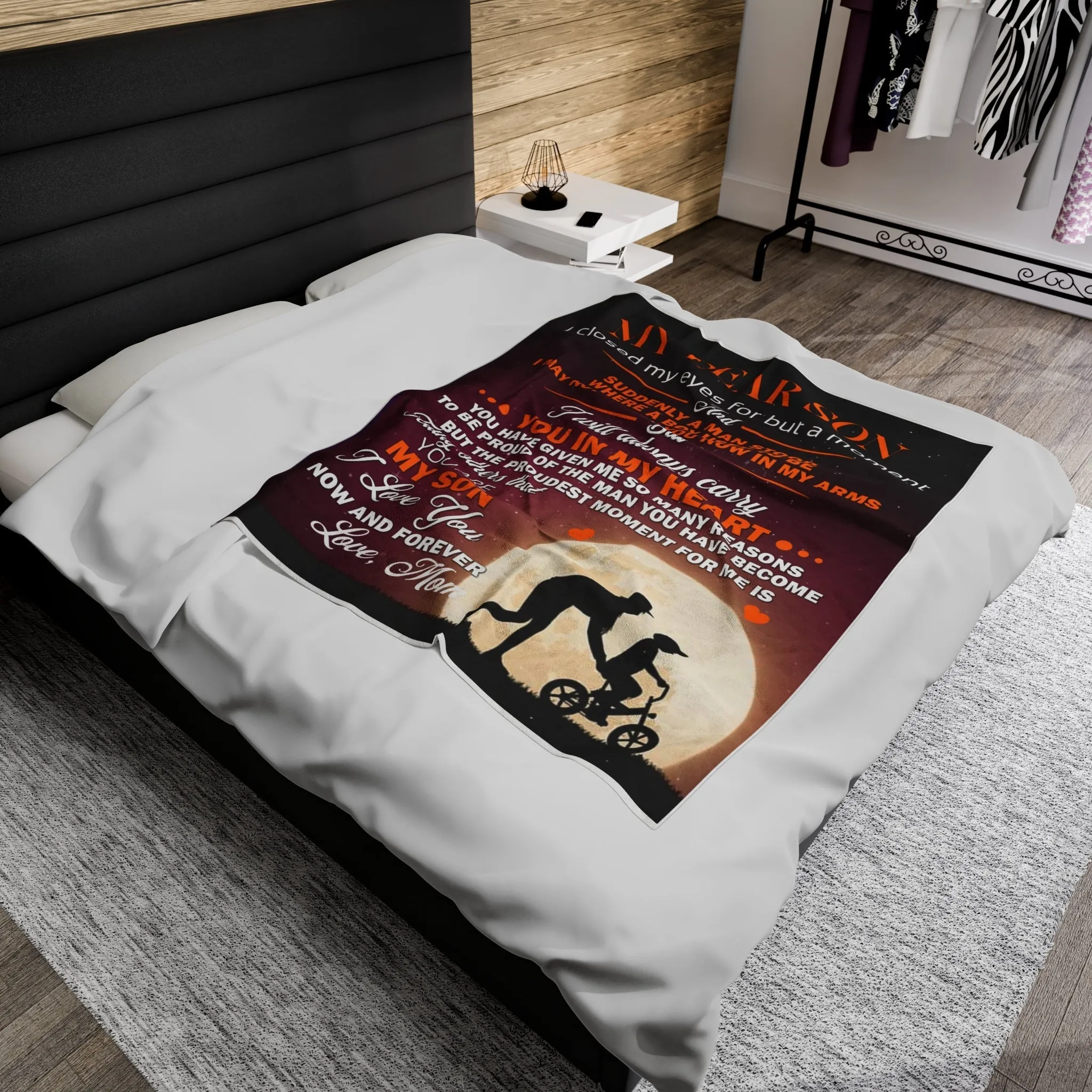 To My Dear Son | Velveteen Plush Blanket