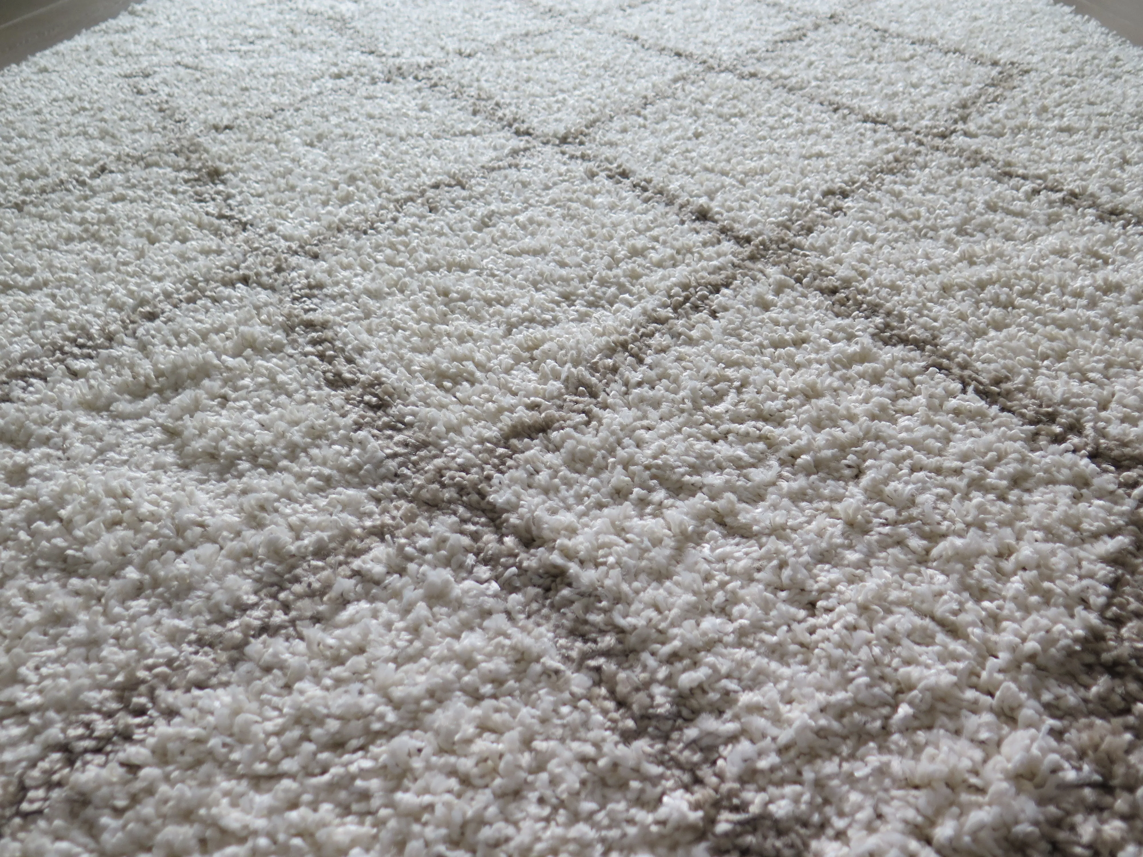 Trellis Cosy Diamond/Rhombus Pattern Geometric Thick Soft Shaggy Rug, Polypropylene, Cream, 160 x 230 cm