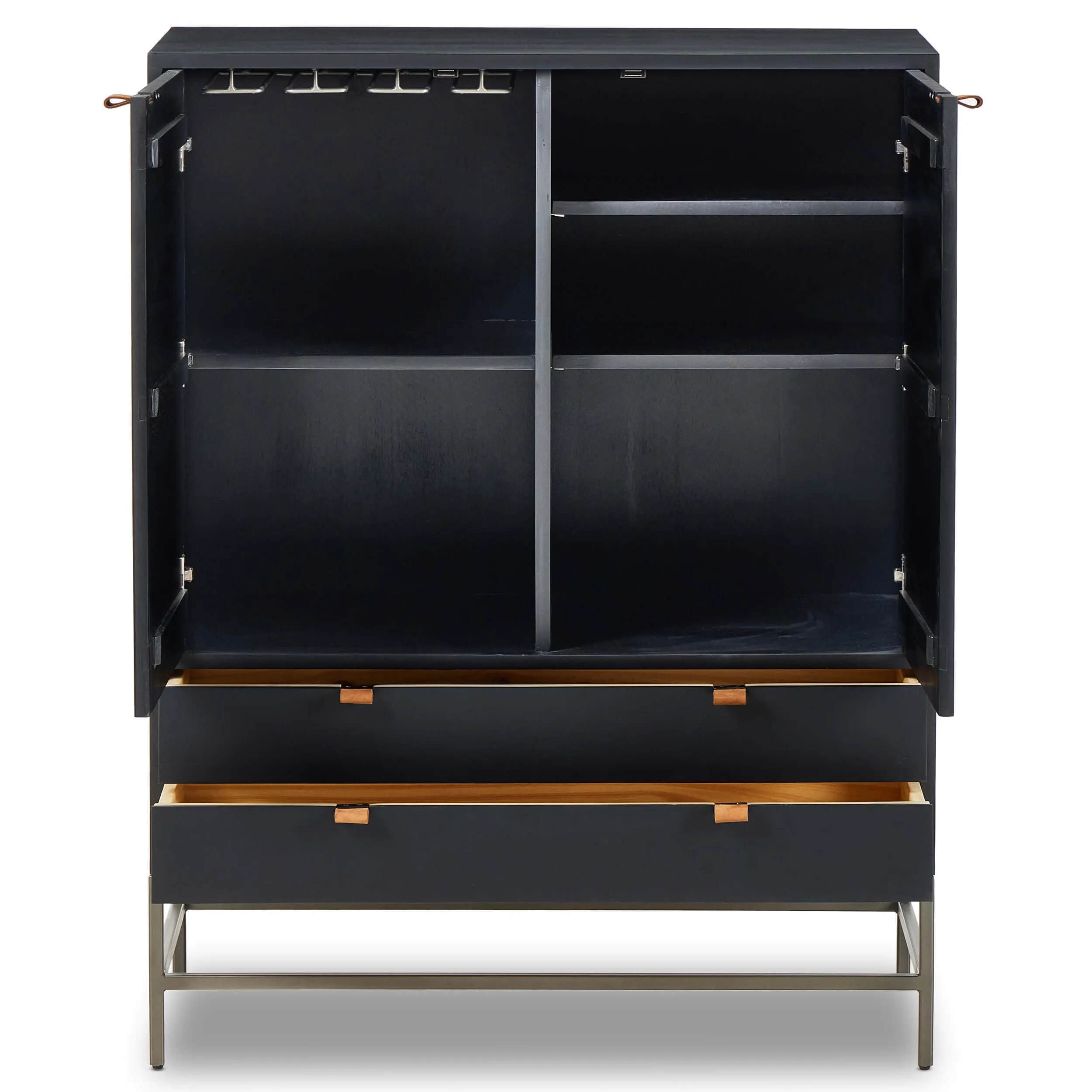 Trey Bar Cabinet, Black Wash Poplar