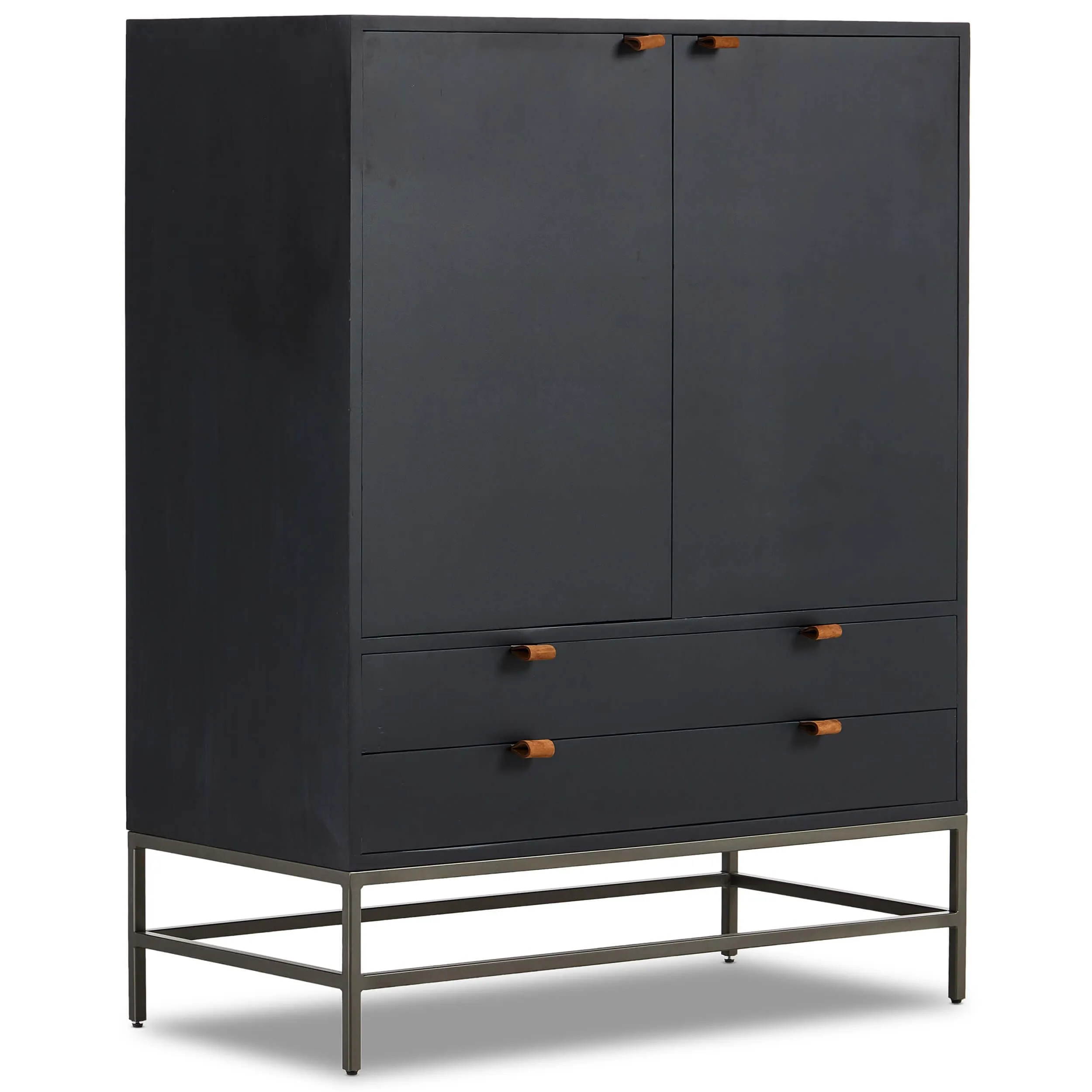 Trey Bar Cabinet, Black Wash Poplar