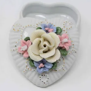 Trinket Box, Badcock, Heart Shaped, Porcelain, Vintage