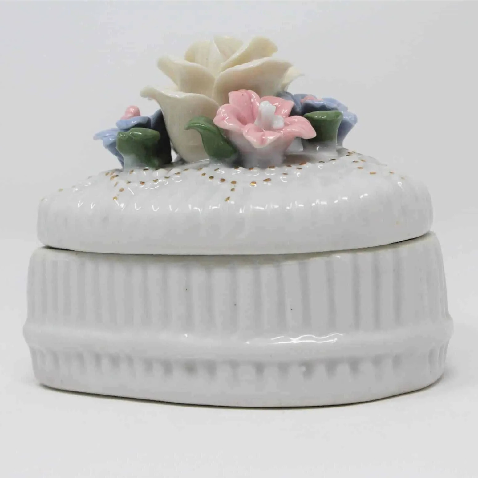Trinket Box, Badcock, Heart Shaped, Porcelain, Vintage