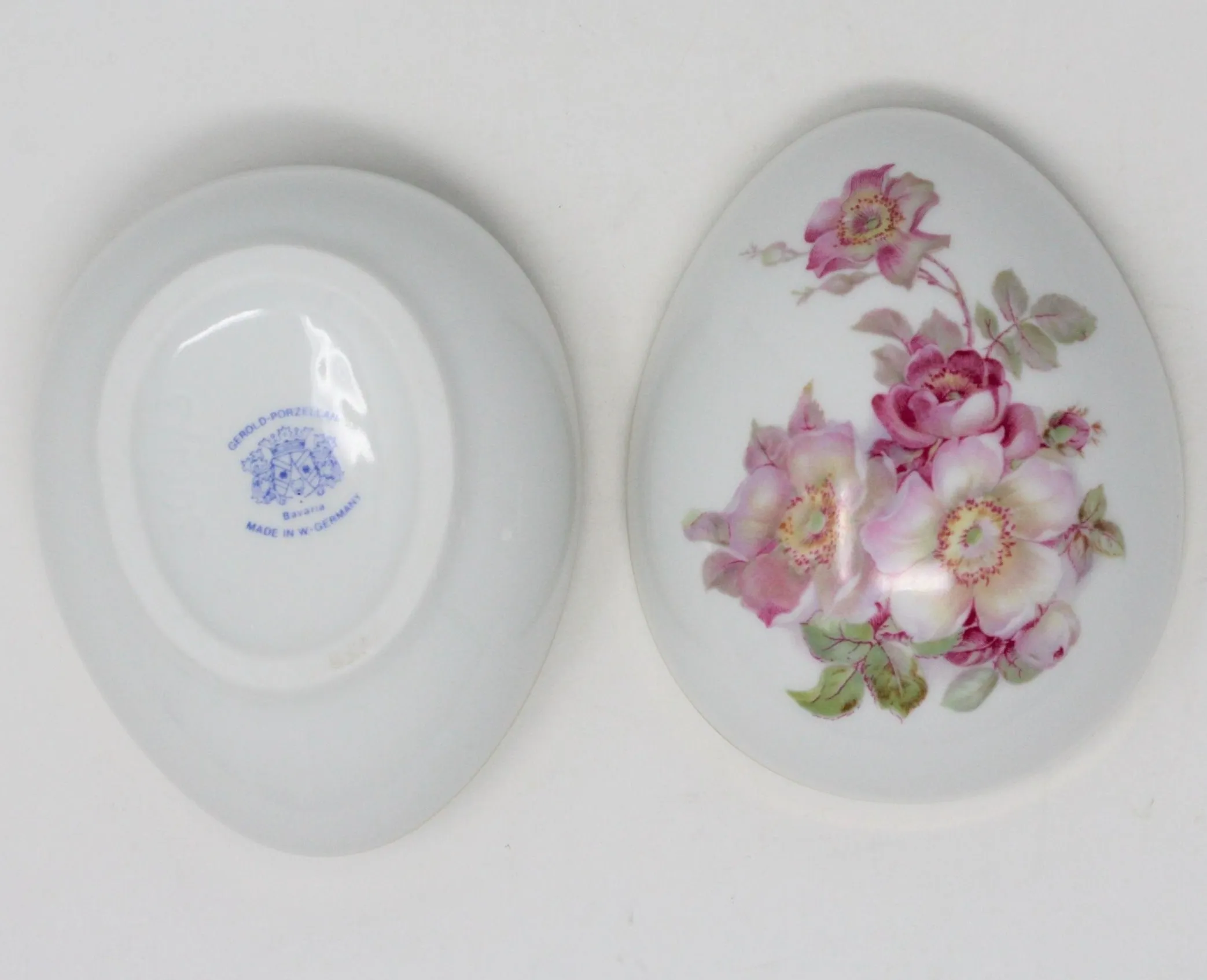 Trinket Box, Egg, Gerold Porzellan, Wild Roses, Vintage