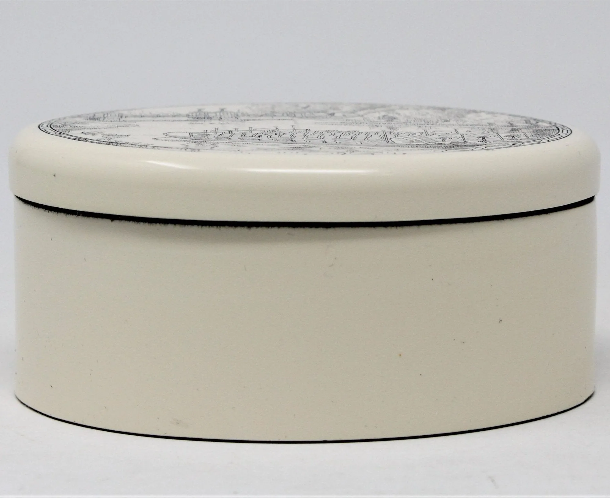 Trinket Box, Scrimshaw Style, Hand Carved, Swan Boats, Signed, 1994