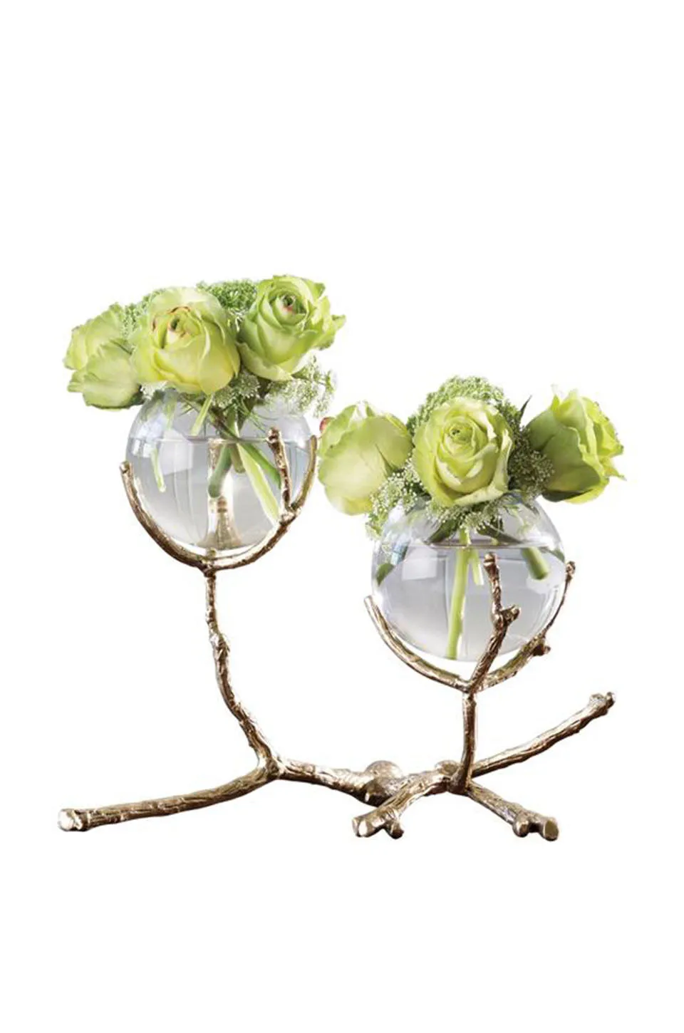 Twig 2-Vase Holder In Brass