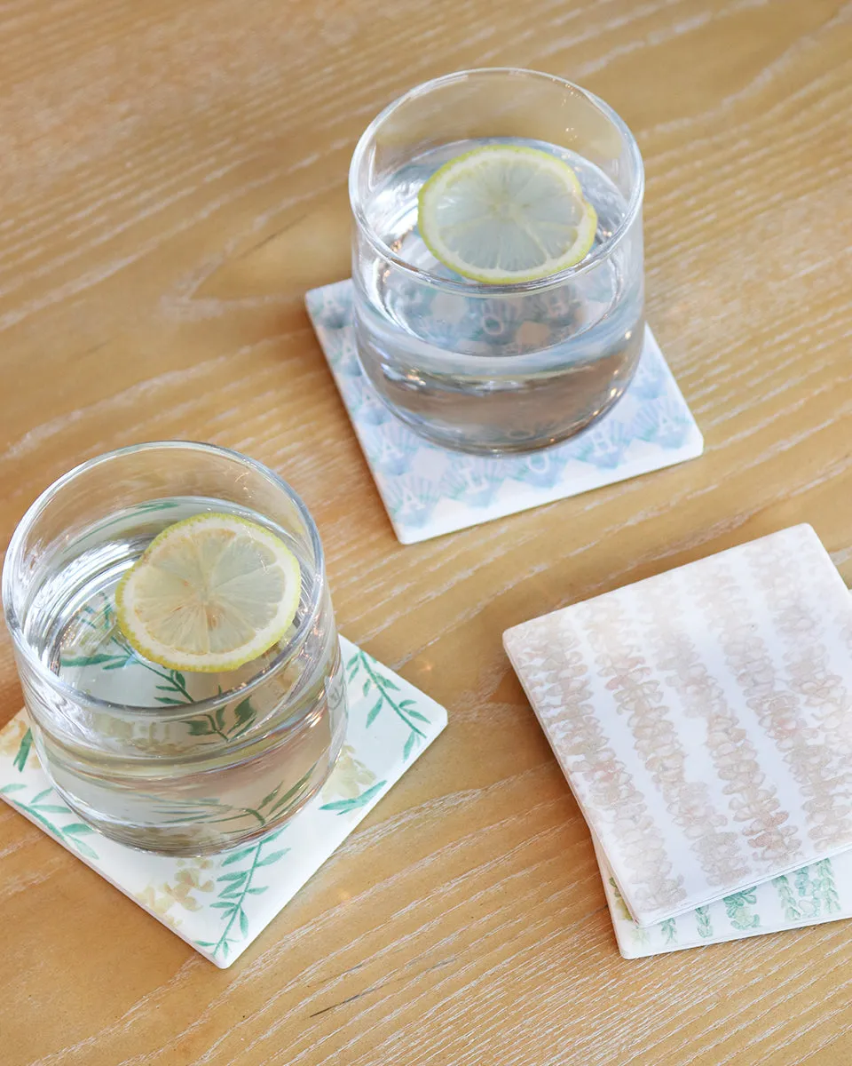 Twisted Pikake Lei Ceramic Coaster