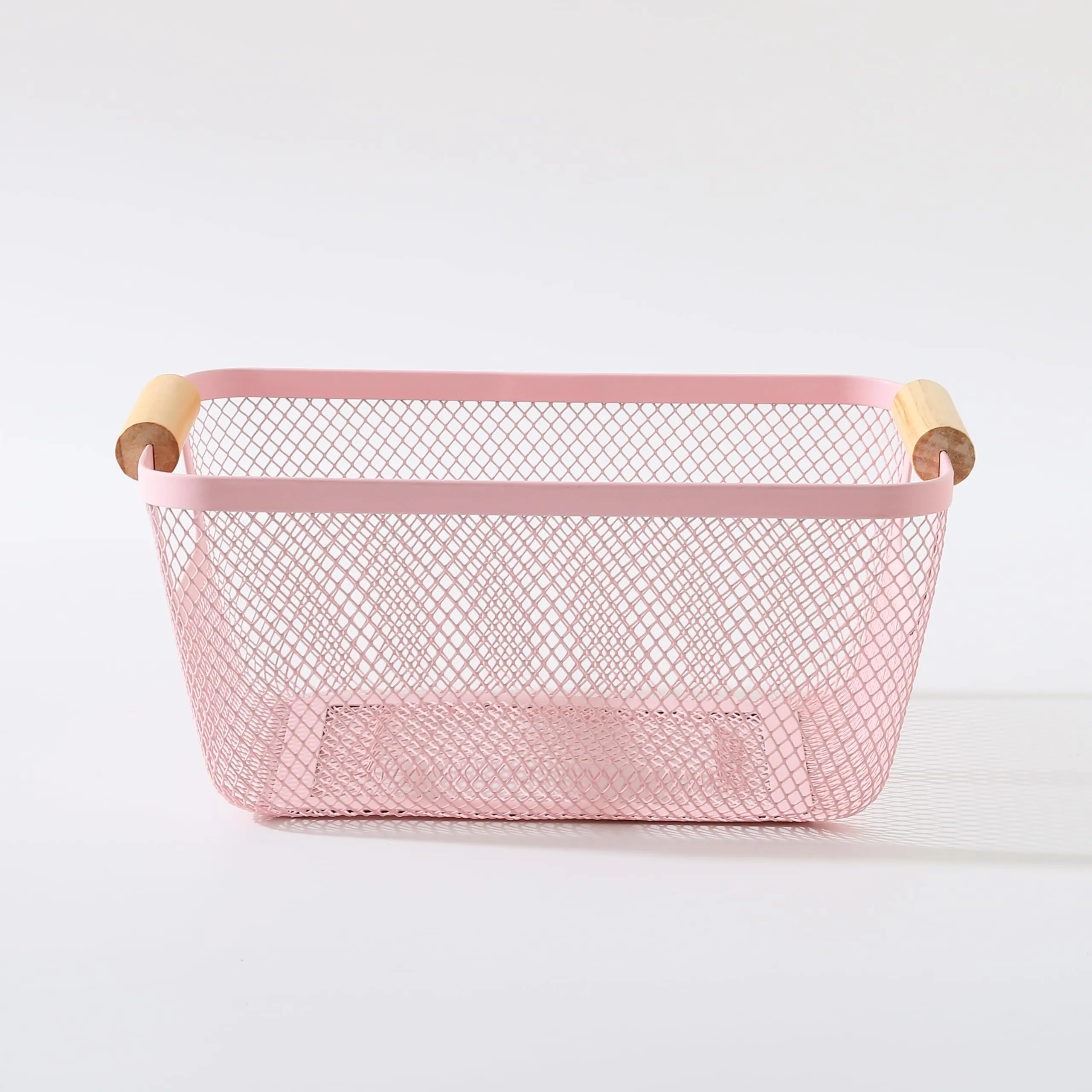 UMAI Metal Mesh Basket for Storage with wooden handle | 280 gm | Fruit basket and vegetable basket for kitchen | Kitchen Organizer | Baskets for organizing home & kitchen | Multipurpose | Pink