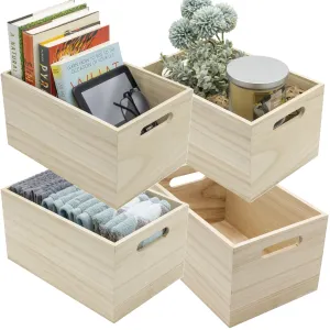 Unfinished Wood Box Crates (4 Piece)