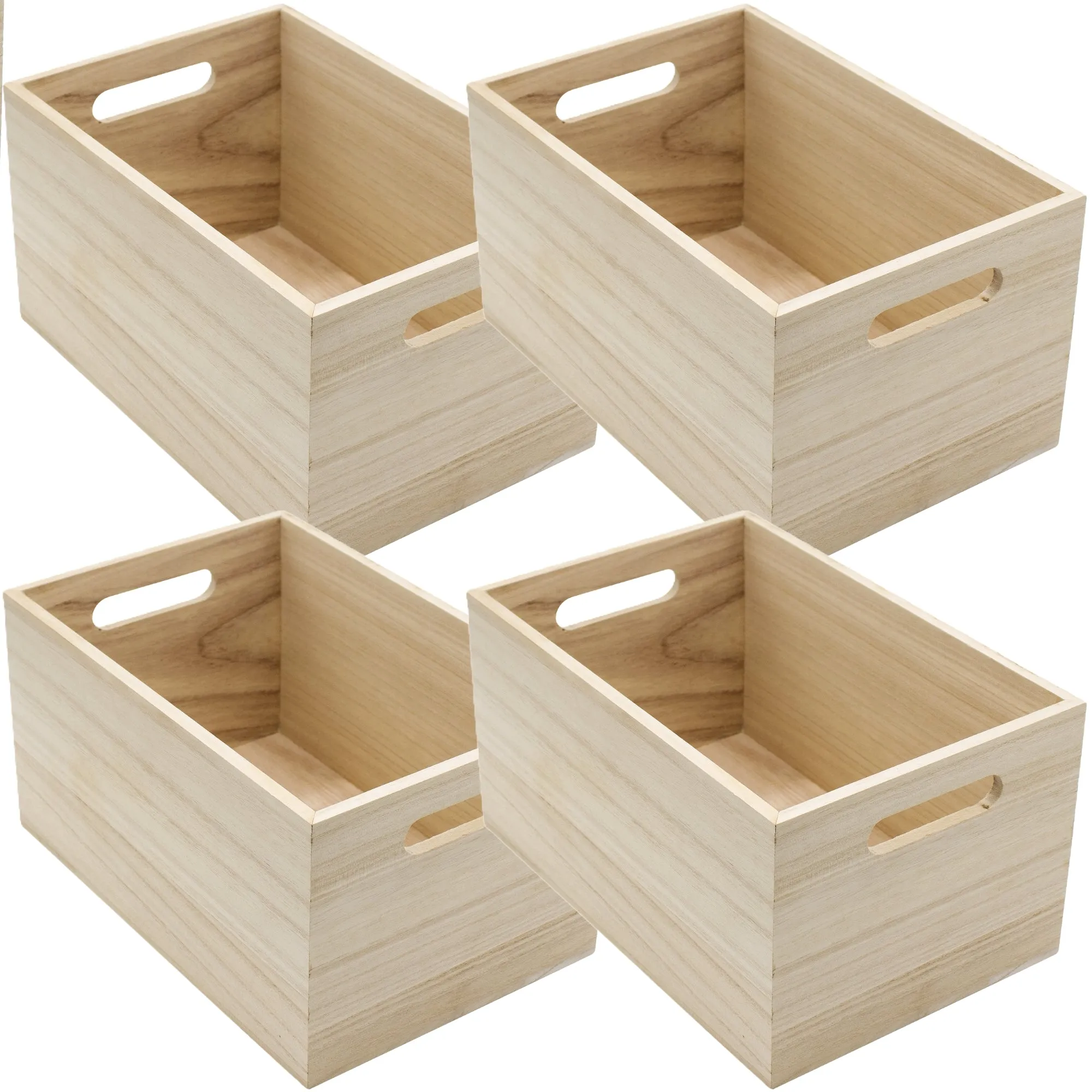 Unfinished Wood Box Crates (4 Piece)