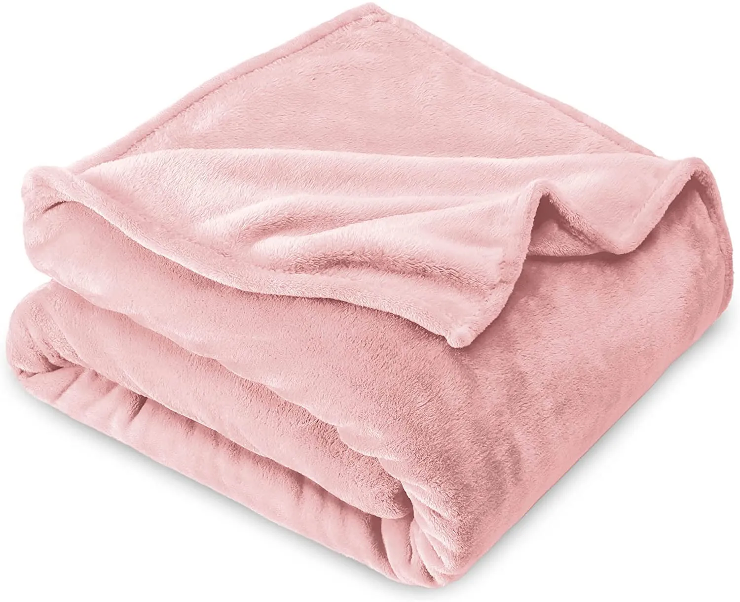VAS COLLECTION® Premium Plush Double Blanket | 300 GSM Lightweight Cozy Soft for Bed, Sofa, Couch, Travel & Camping| 220x230 cm or 86x90 inches | Light Pink | Flannel
