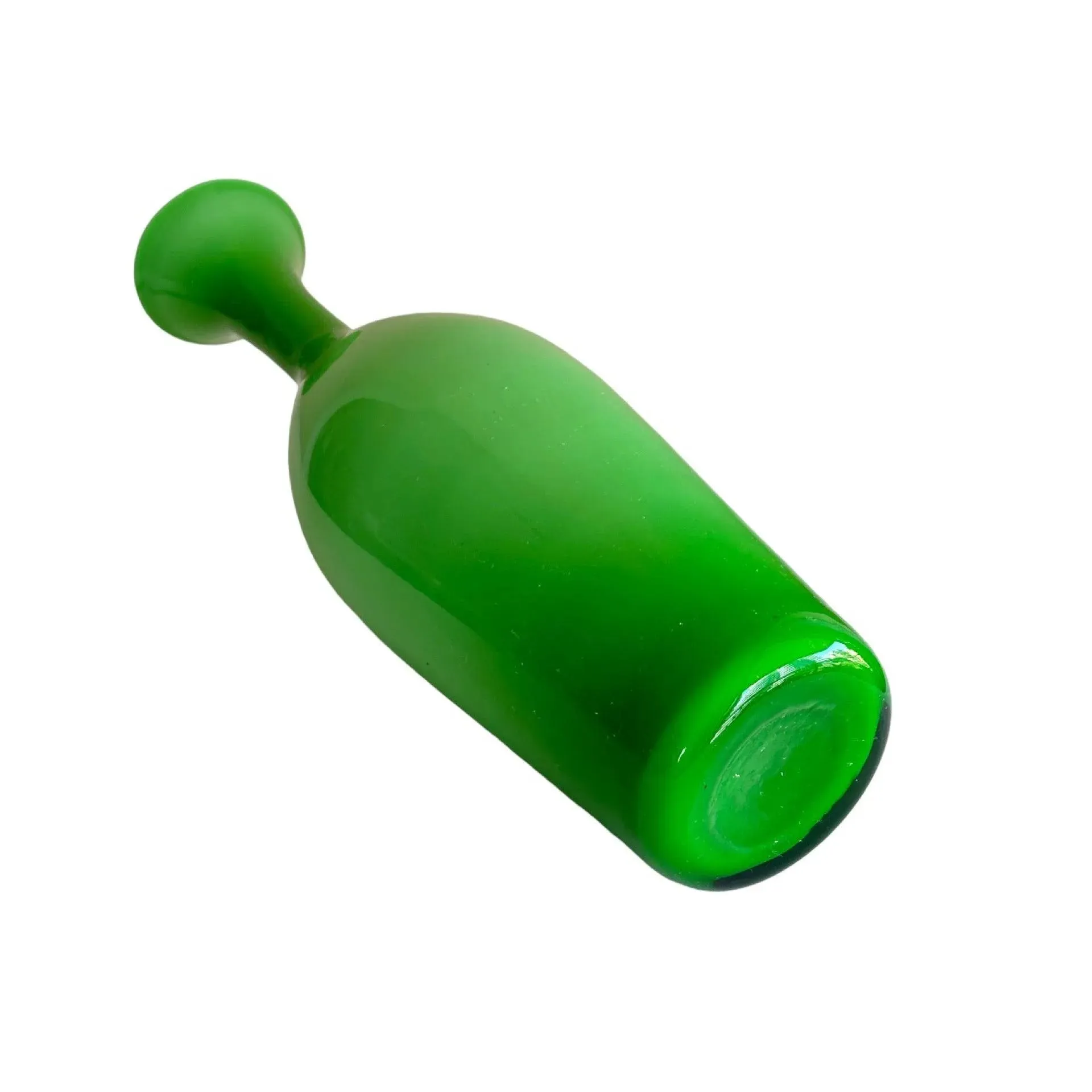 Vintage Empoli Green Cased Glass Vase | Hand-Blown Mid-Century Modern Scandinavian Style