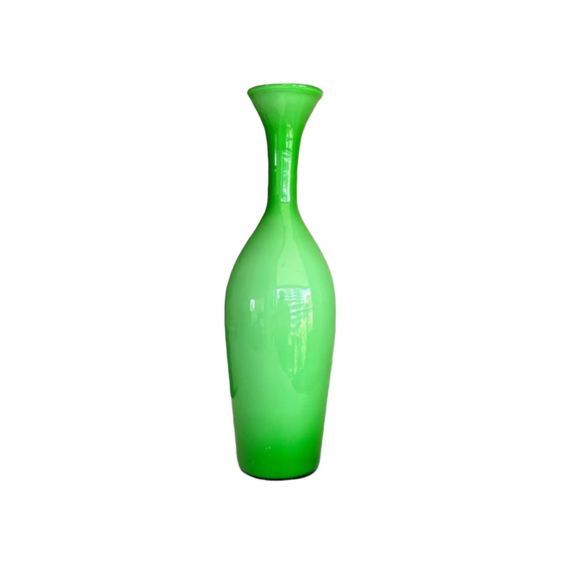 Vintage Empoli Green Cased Glass Vase | Hand-Blown Mid-Century Modern Scandinavian Style