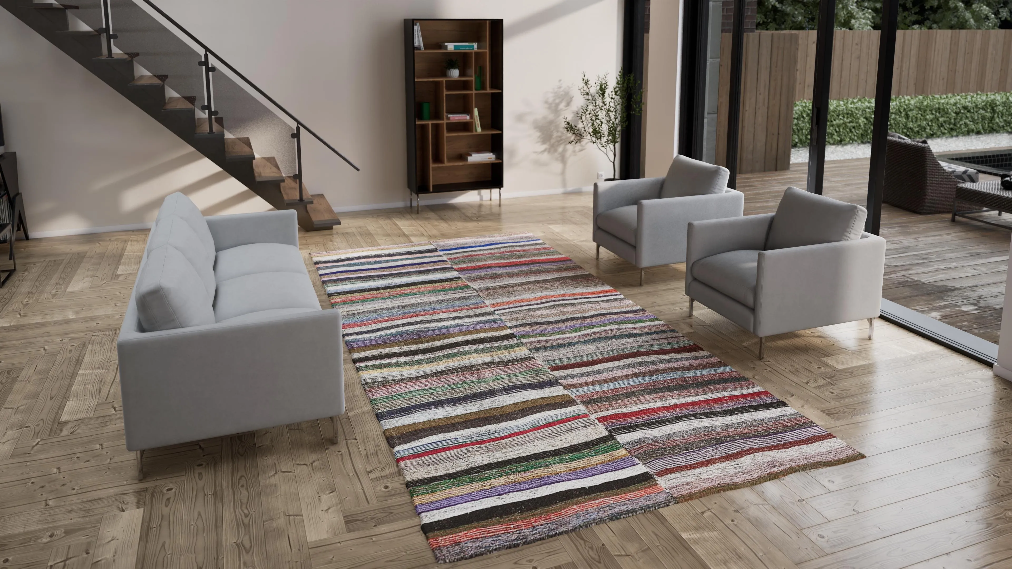 Vintage Flatweave Wool Rug - 7'8" x 14'6"