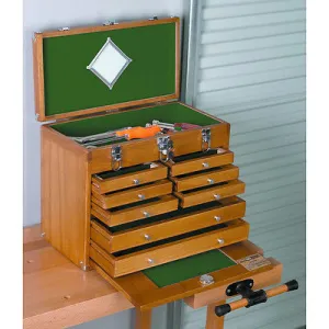 Vintage Style Wooden Machinist Tool Chest Wood Top 8 Drawers Old Fashioned
