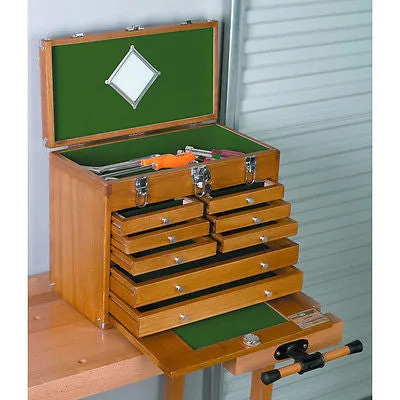 Vintage Style Wooden Machinist Tool Chest Wood Top 8 Drawers Old Fashioned