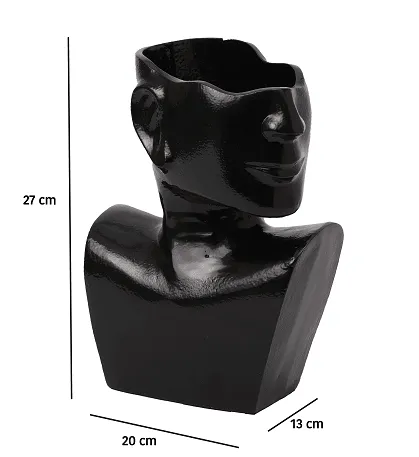 Visionary Face Glossy Black Planter