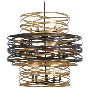 Vortic Flow 30 in. 18 Lights Chandelier Dark Bronze & Gold finish
