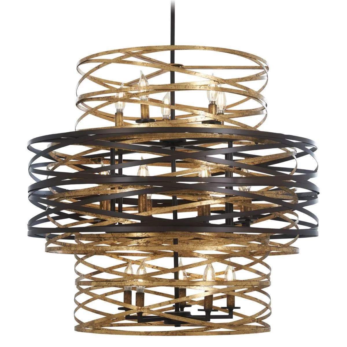 Vortic Flow 30 in. 18 Lights Chandelier Dark Bronze & Gold finish