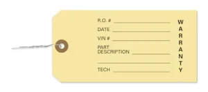 Warranty Parts Tag (6-1/4" × 3-1/8") - Heavy Duty 10-pt Manila Tags with Wire Inserted for Secure and Fast Tagging - Strong Reinforced Hole for Wire - Pack of 1000
