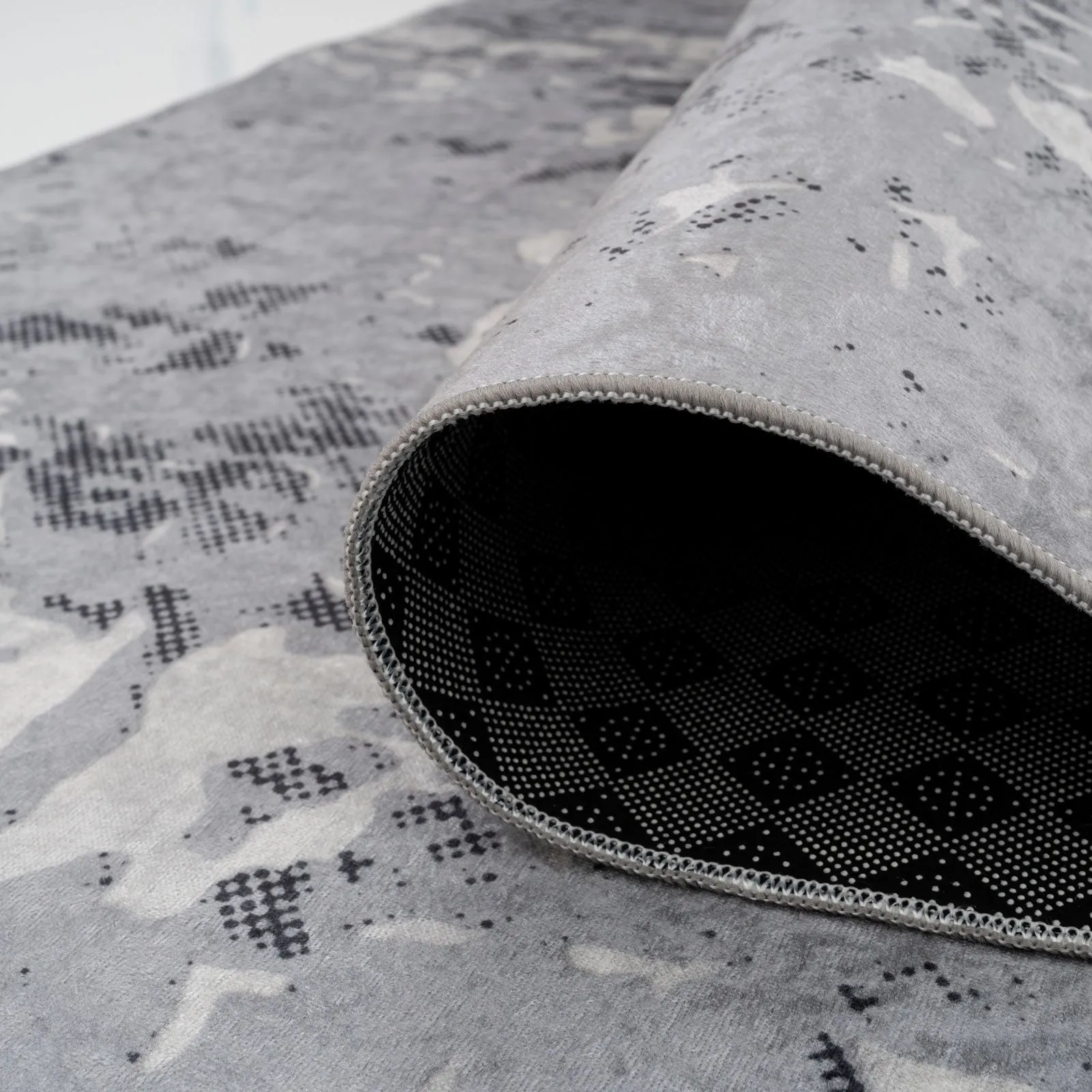 Washable Grey Tone Distressed Area Rug - Thea