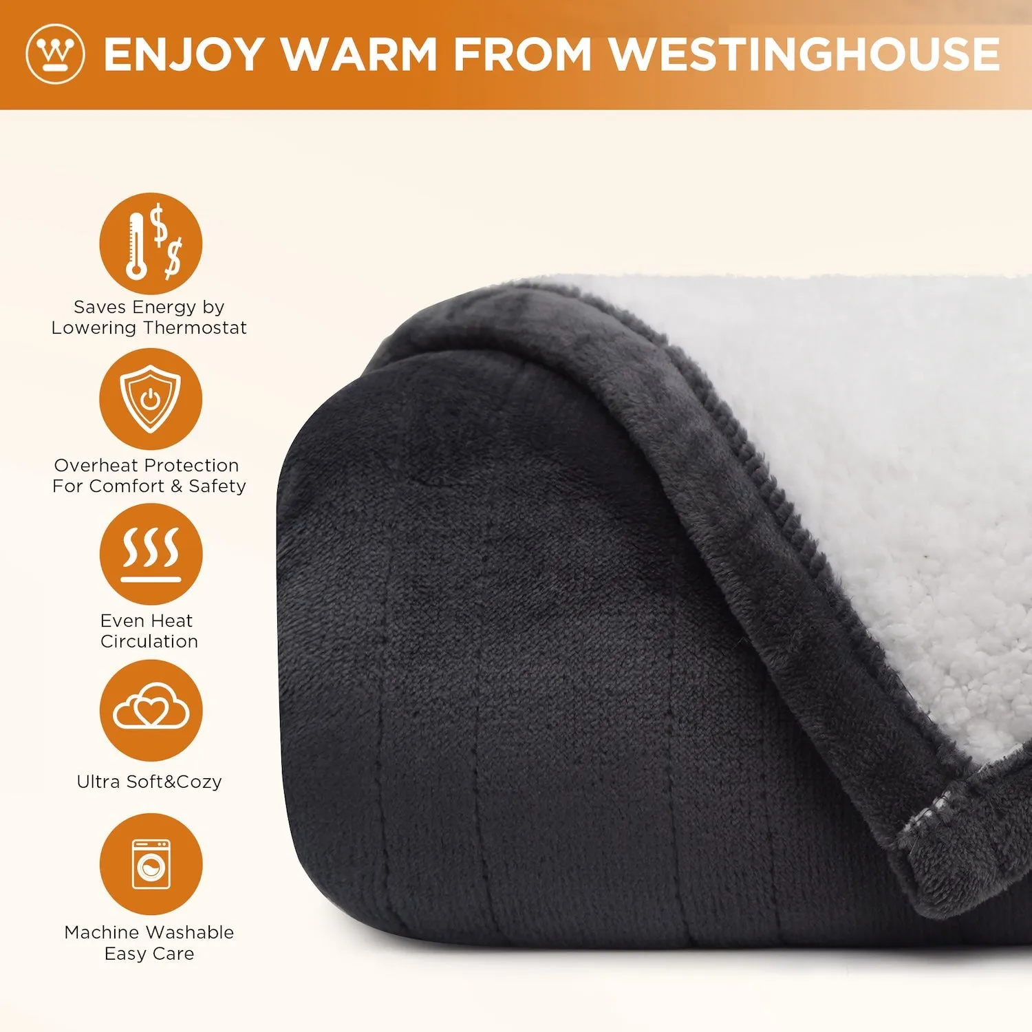 Westinghouse Heated Blanket Flannel to Sherpa