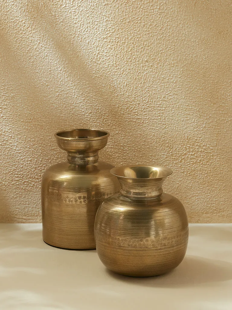 Westside Home Gold Textured Round Vase- Small