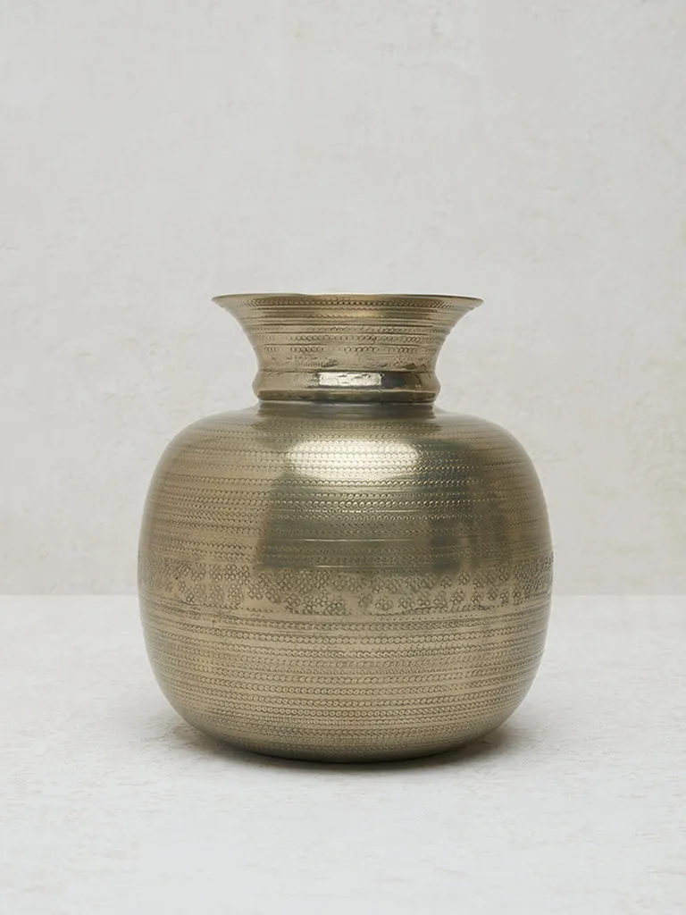 Westside Home Gold Textured Round Vase- Small