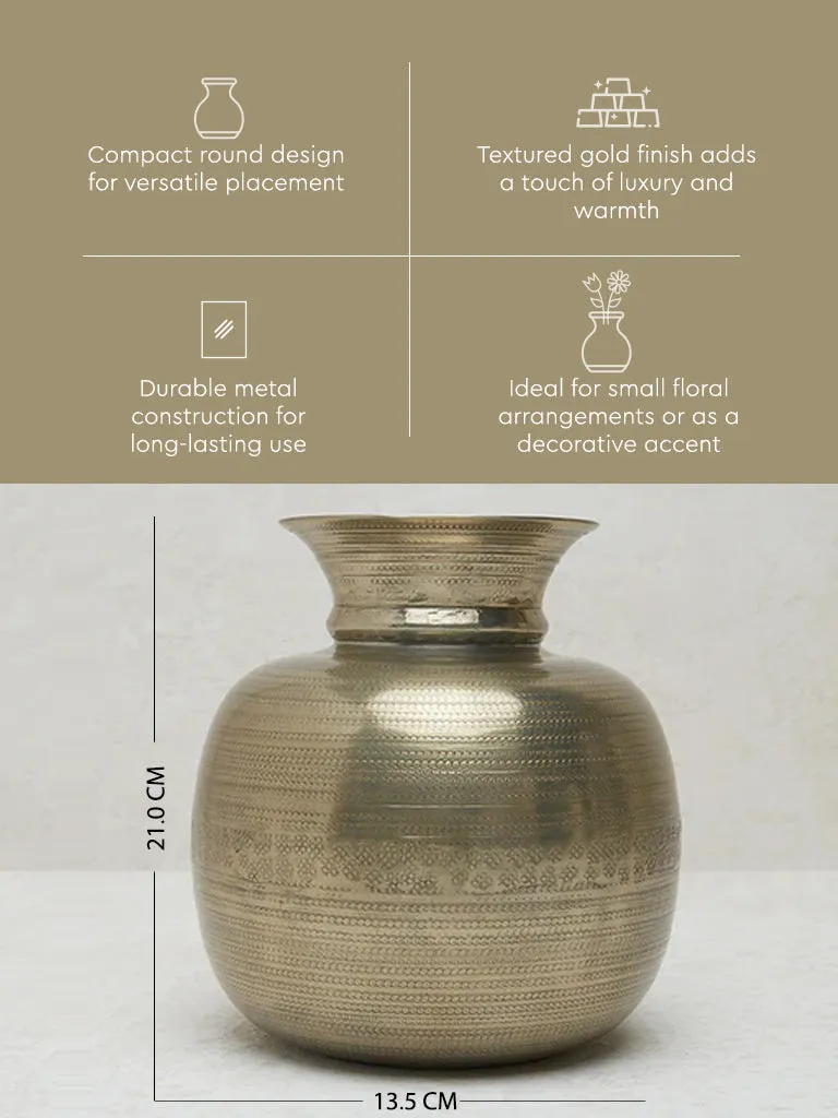 Westside Home Gold Textured Round Vase- Small
