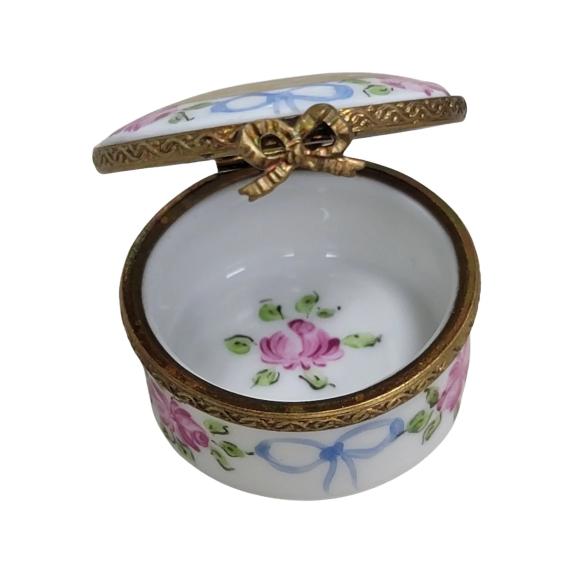 White Round Limoges Box Porcelain