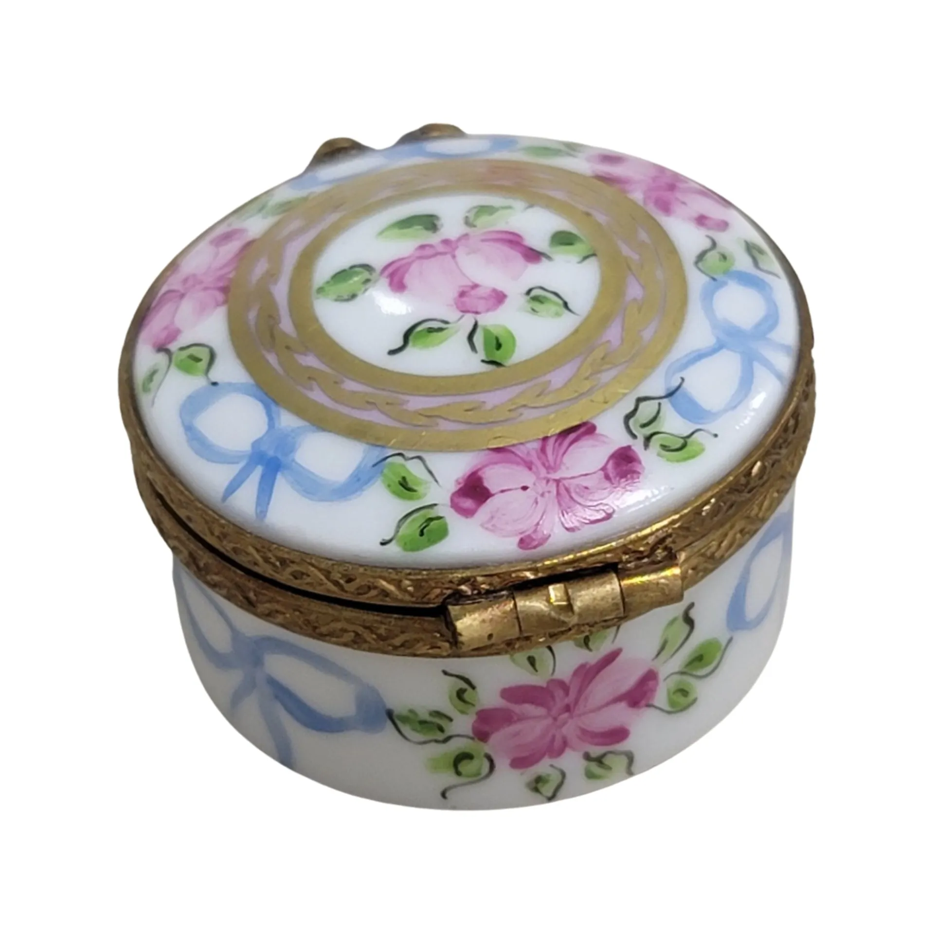 White Round Limoges Box Porcelain