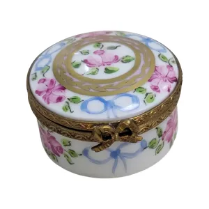 White Round Limoges Box Porcelain
