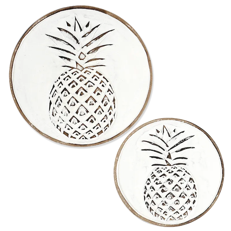 Whitewash Pineapple Wooden Trivet, 2 sizes